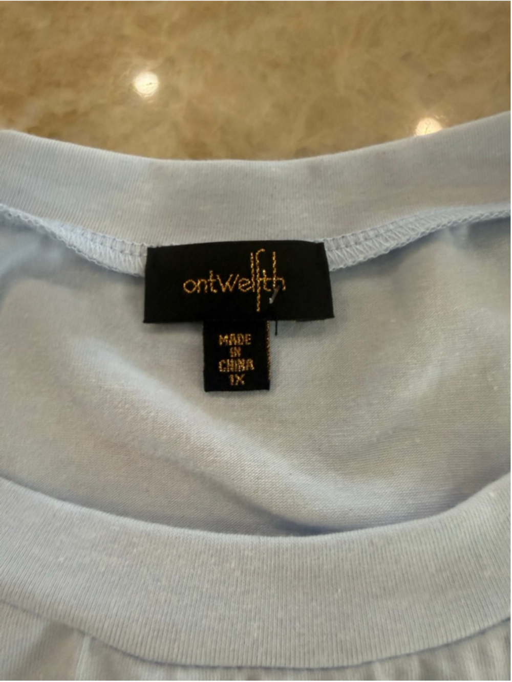 Ontwelfth Light Blue Ruffle Sleeve Short Sleeve Tee 1X - Picture 4 of 8